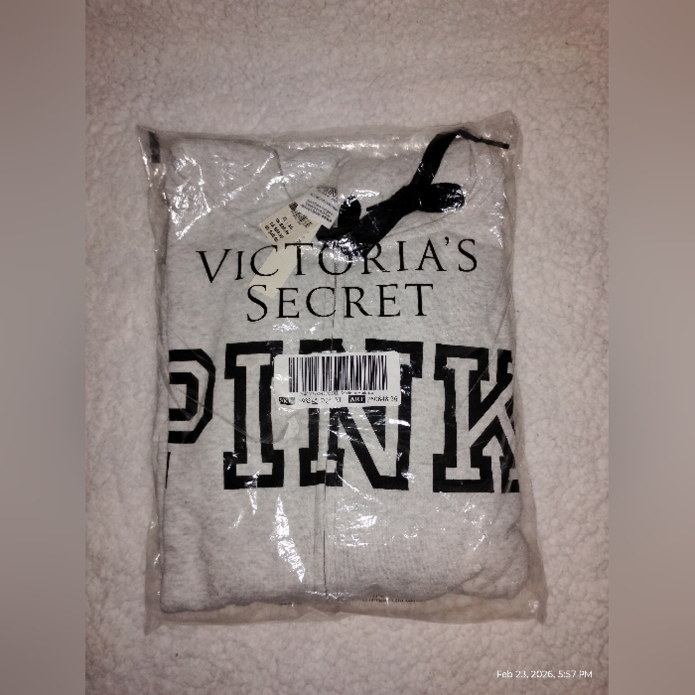 "PINK" VICTORIA'S SECRET GRAY ZIP-UP HOODIE